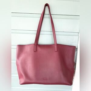 Away the latitude tote in ruby maroon wine burgundy leather travel bag carry on